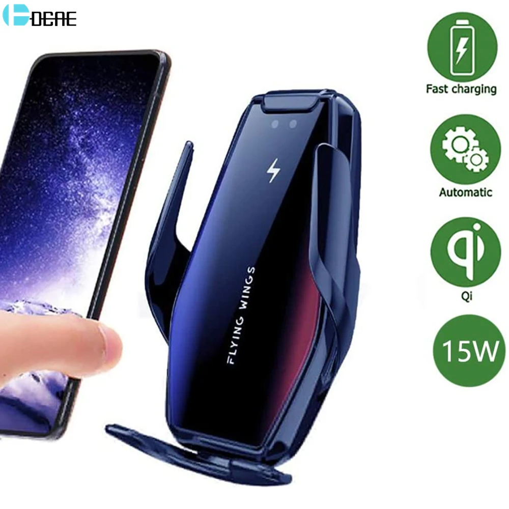 Автоматический зажим QI Беспроводное Автомобильное зарядное устройство с