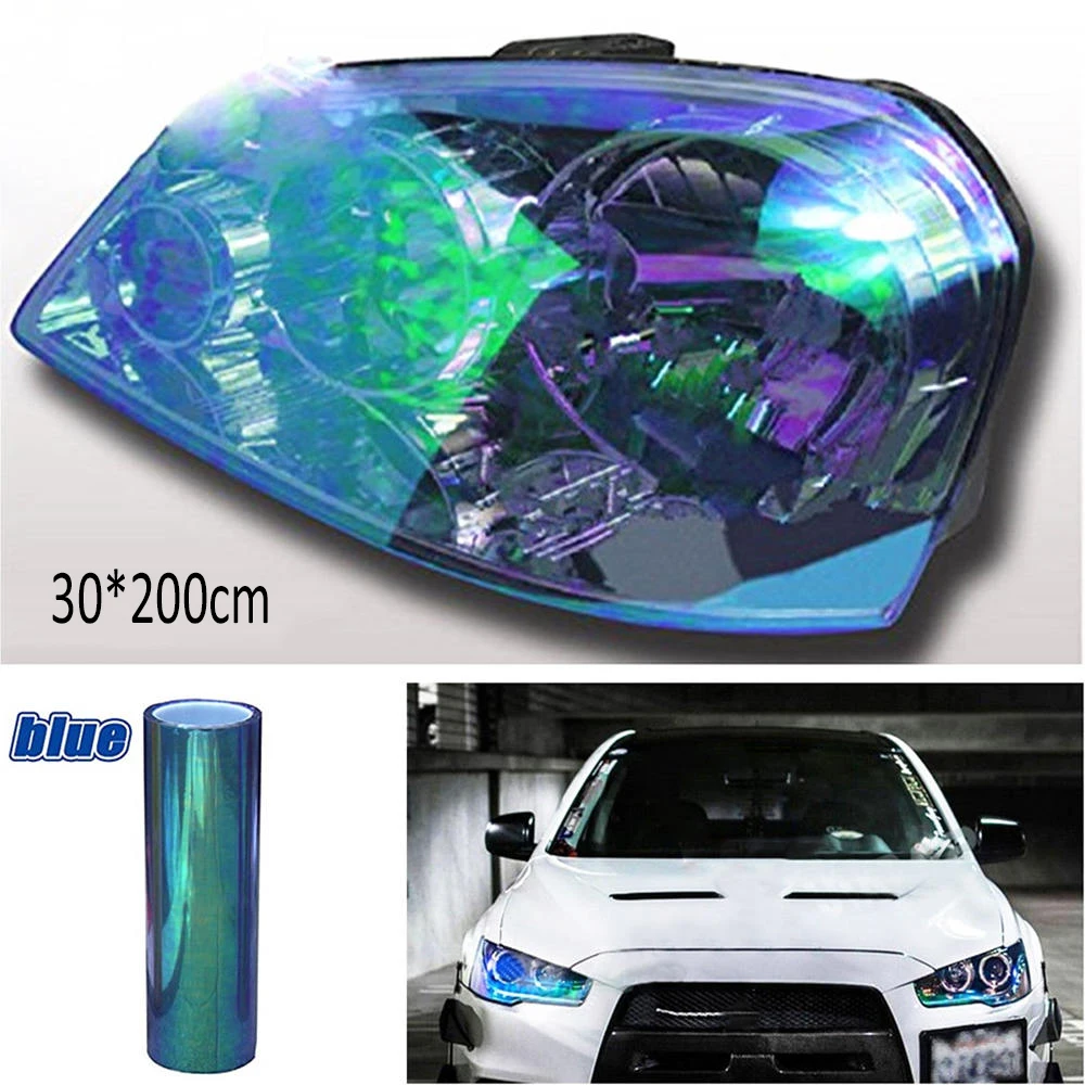 200x30 см Хамелеон красочные синие фары Автомобильная фара для внедорожника задняя