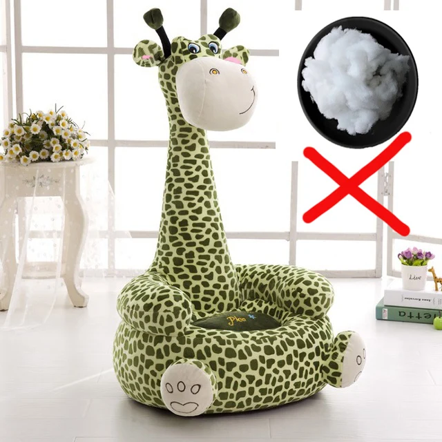 E-Big-Without Cotton Мультфильм Детское сиденье диван удобный PP хлопок животных Жираф маленький большой размер детское портативное кресло подарки для детей - Цвет: E-Big-Without Cotton