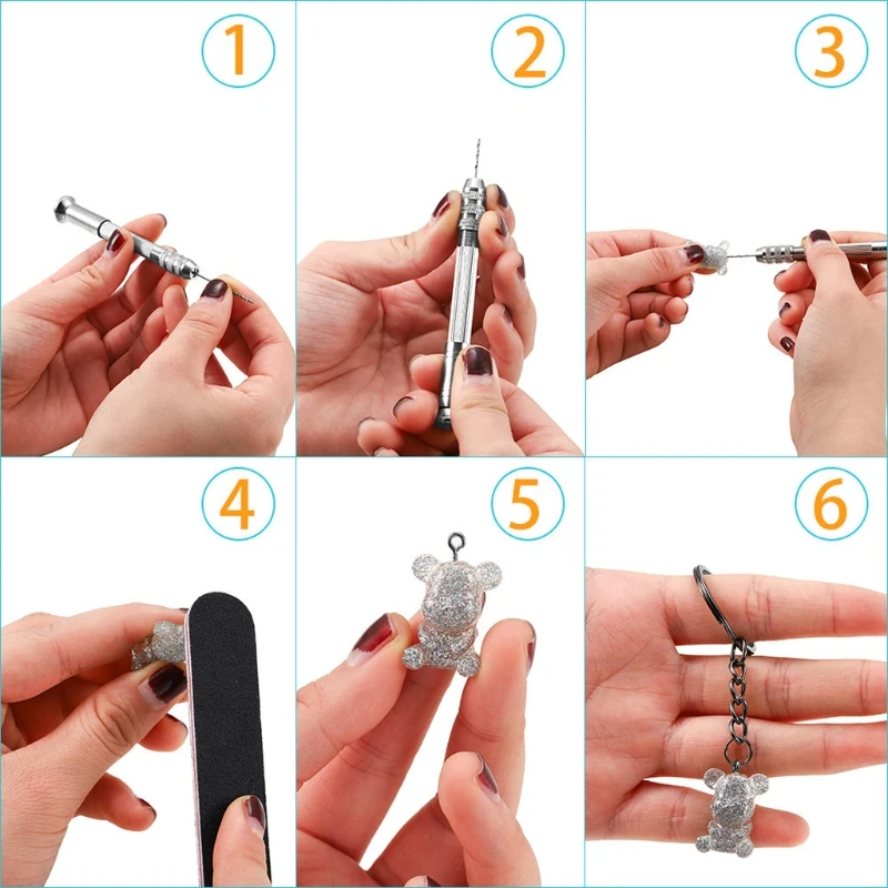 

496Pc Pin Vise for Resin Casting Molds Polishing Bars Hand Drill Tools Kit for Resin DIY Jewelry Keychain Pendant Making