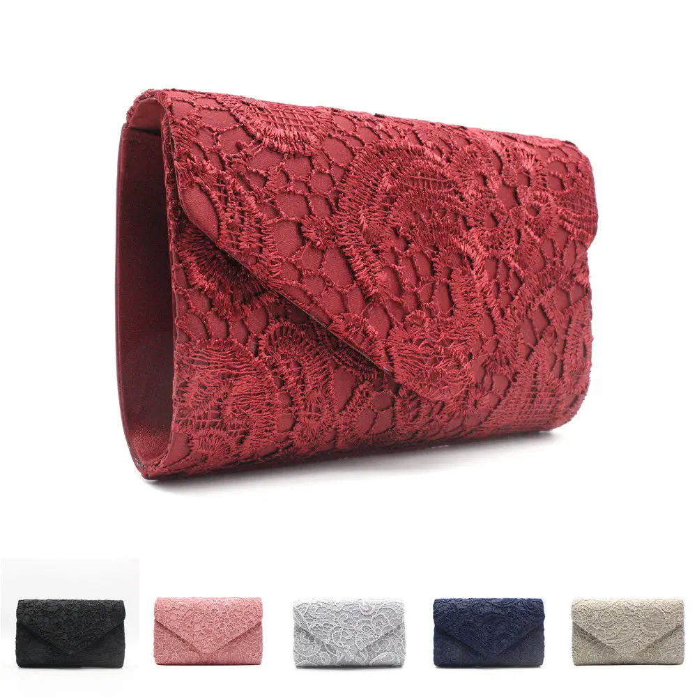 

New floral lace embroidered women's clutch bag fashion evening bag Minaudiere portable handbag purse