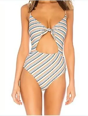 

Новый Полосатый сексуальный цельный купальник, Женский винтажный Монокини, простой купальник