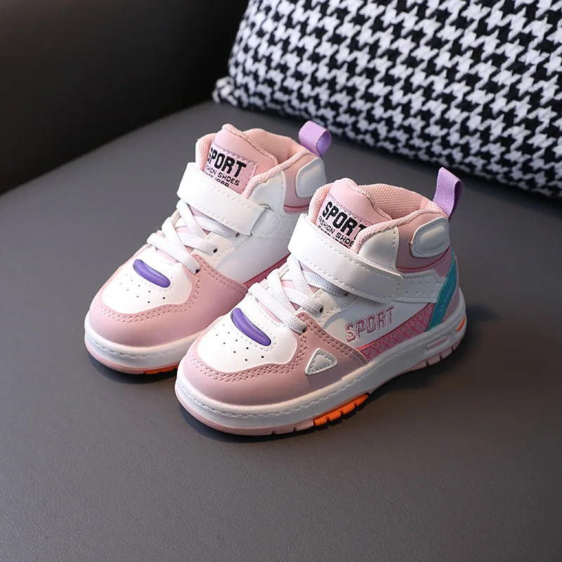 Детская спортивная обувь с высоким верхом розовые кроссовки для девочек