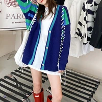 oversized cardigan womens sweater korean loose harajuku drawstring v neck knit cardigan coat