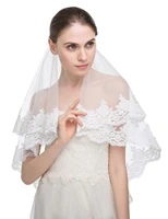 bride lace edge wedding veil white ivory bridal veils with comb