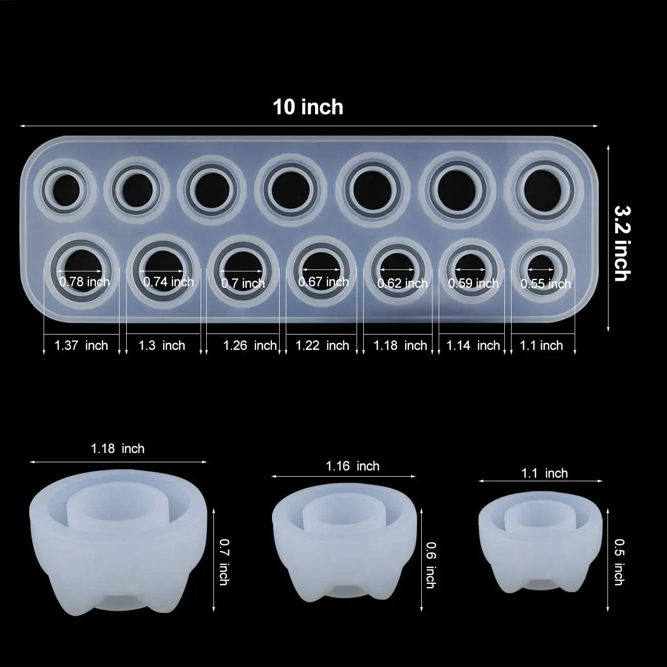 17 полостей формы для колец из смолы силиконовые литья ювелирных изделий
