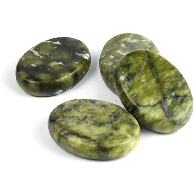 

4Pcs Hot Massage Stones Natural Green Jade Heated Warmer Stone For Professional Or Home Spa Relaxing Healing Pain Relief