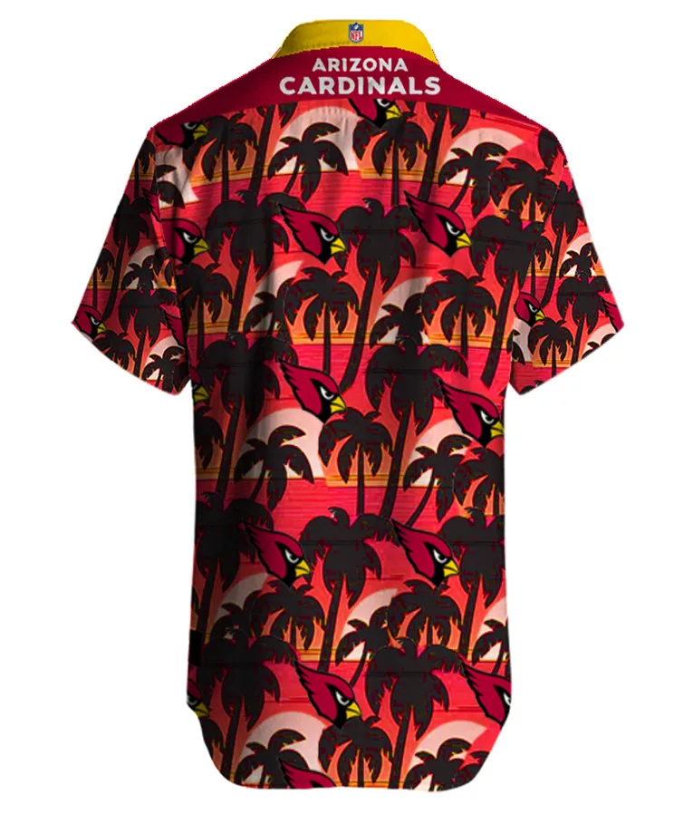 

Summer Casual Men Short Sleeve Arizona Stand Collar Loose 3d Printing Cardinals Hawaiian Shirt Quick Dry Beach Clothing