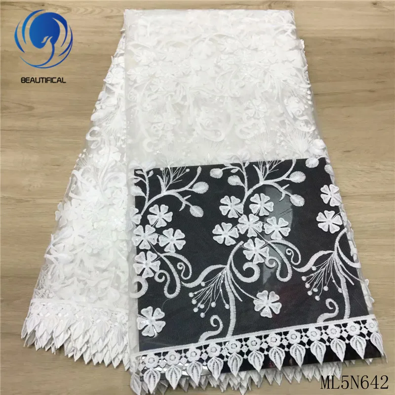 

BEAUTIFICAL tulle french lace white lace fabrics embroidery for nigerian wedding tulle dress net lace material ML5N642