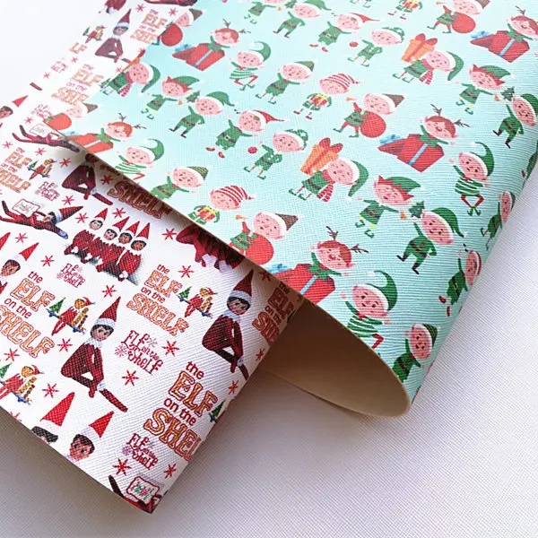 A4 20*33 см мультфильм рождество печать синтетическая кожа ткань для DIY аксессуары BHY374