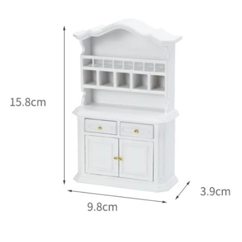 

Multifunction Wood Cabinet Bookcase White Dollhouse Miniature Furniture Bookcase Bookshelf For Pretend Play Toy 1Pc 1/12