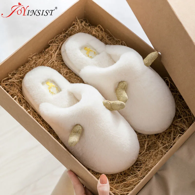 

Women Flat Slippers Faux Fur Female Shoes Christmas gift The deer slippers Indoor Slide Winter Casual Home Slippers 2022