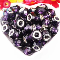 10pcs cut faceted large hole european beads mixed color rondelle round spacer beads for diy snake chain charm bracelet making