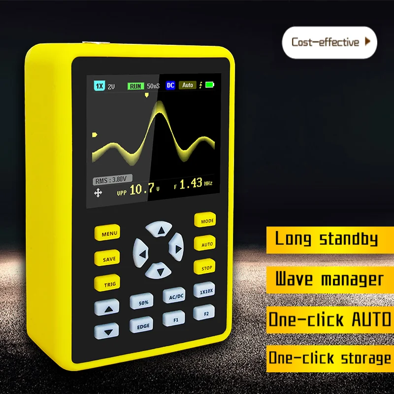 Cleqee 6012 Handheld Digital Oscilloscope 500MS/s Sampling Rate 100MHz Analog Bandwidth Support Waveform Storage 2.4 inch Screen |
