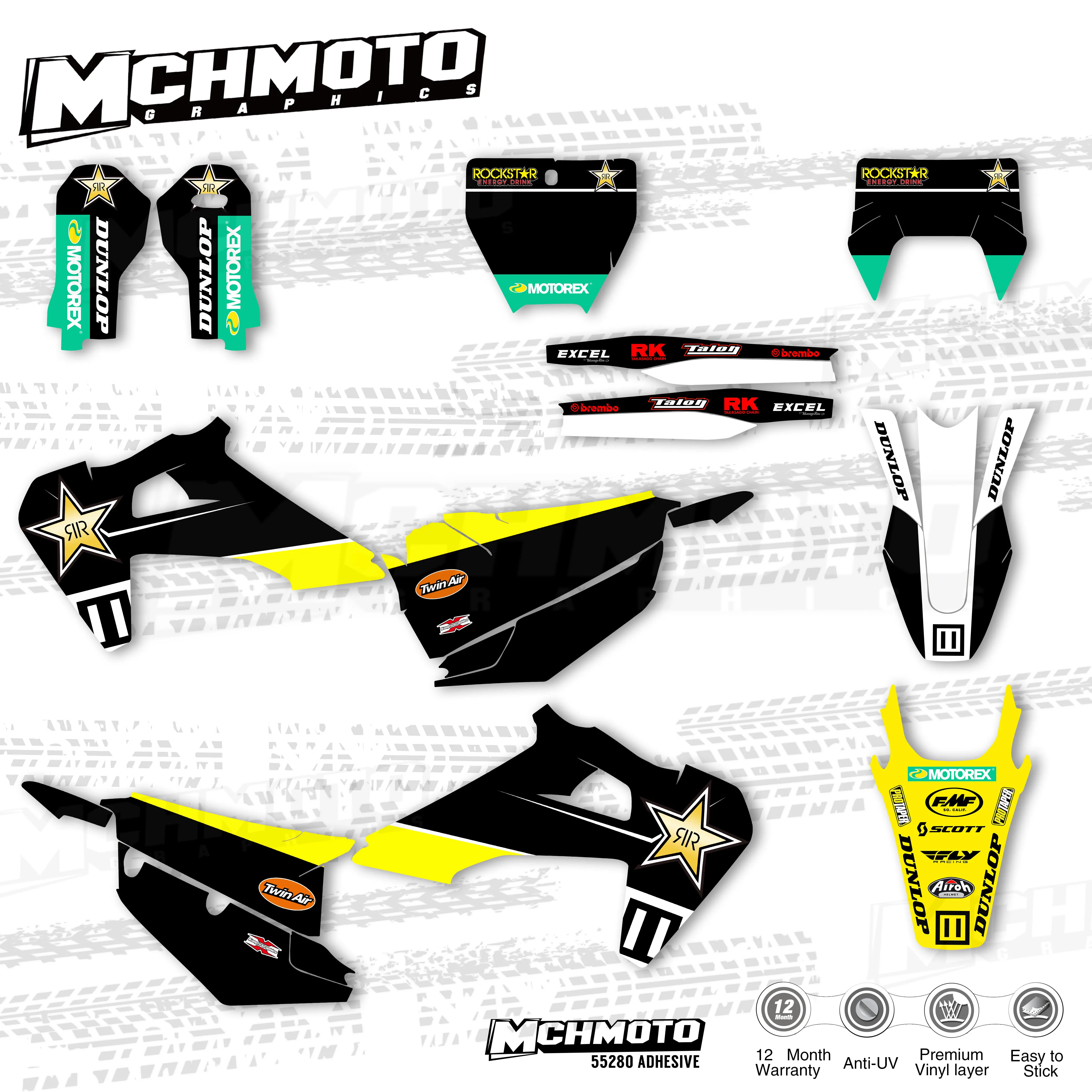Набор графических наклеек и стикеров MCHMFG для мотоциклетной команды Husqvarna TE FE TC FC TX