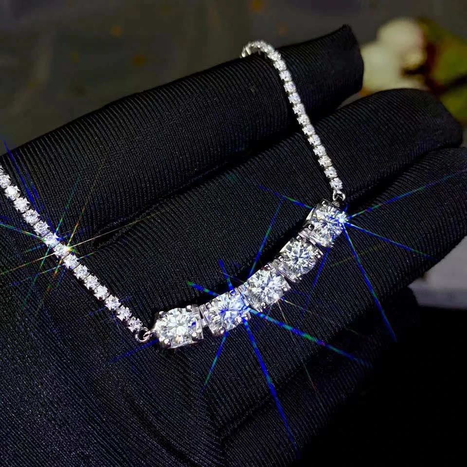 Женский блестящий браслет с драгоценным камнем Moissanite ювелирное изделие из