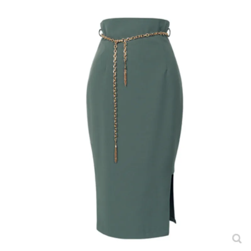 

The 2020 autumn new women's Korean fashion show thin high waist skirt women's skirts pure color