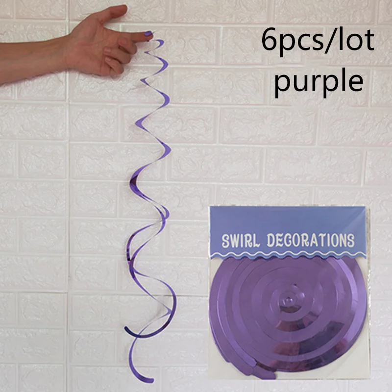 Purple С днем рождения, декоративные 6 шт./упак. металлический Потолочный подвесной Вихрь для Baby Shower или для вечеринки по случаю свадьбы Хэллоуин День рождения украшения - Color: Purple
