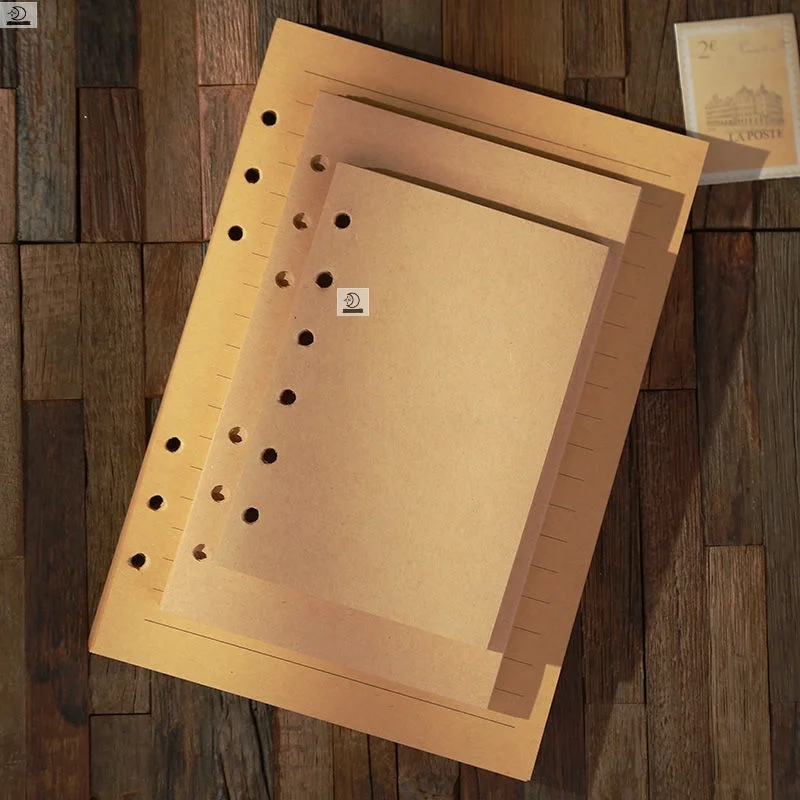 

A5 A6 Spiral Notebook Inner Paper Loose Leaf Replacement 6 Hole Page 100g Yellow Kraft Paper