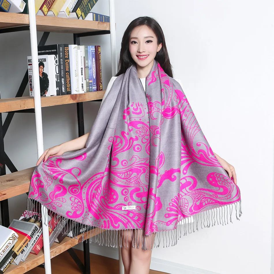

Hot Sale Autumn Winter Female Wool Scarf Women Cashmere-Like Scarves Printed Long Shawl Travel Wrap Blanket Warm Tippet Cape