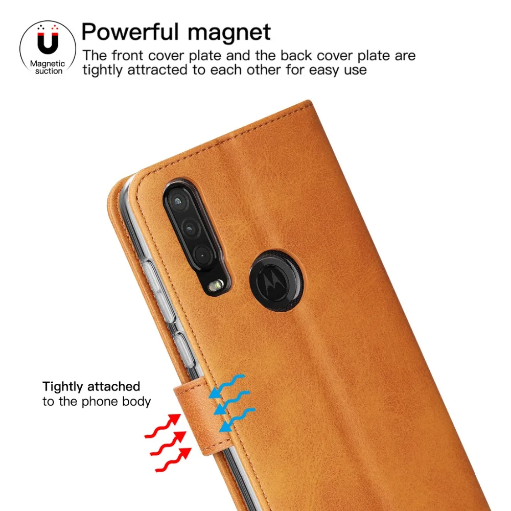 Чехол из натуральной кожи для Motorola Moto One Action Case откидной Чехол-кошелек для Moto One action Card Stand Магнитный чехол-книжка
