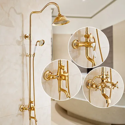 3 вида стилей смесители для душа роскошный золотой дождевой смеситель в ванную