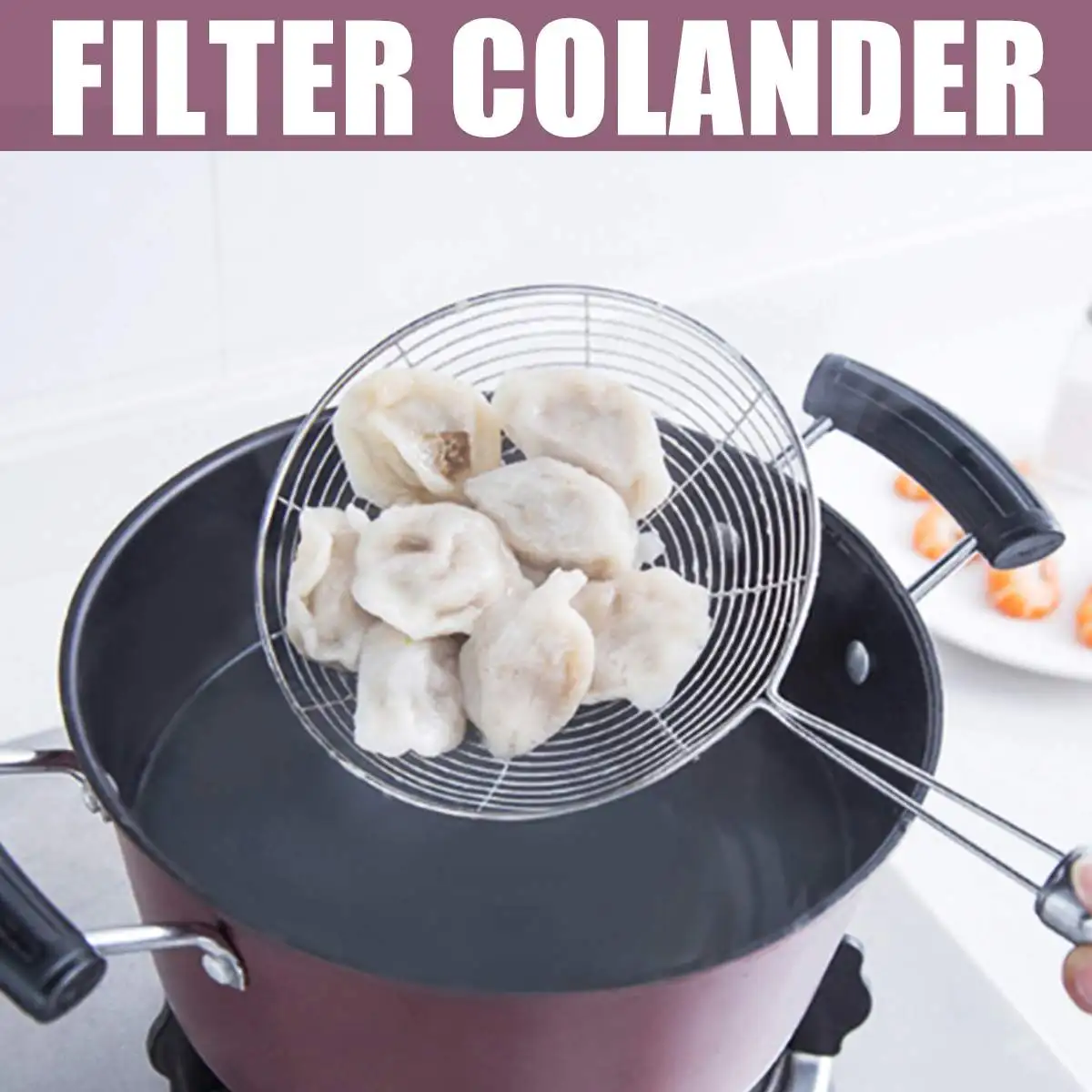 Длинная ручка из нержавеющей стали Фильтр Дуршлаг кухонная жареная сеть сито