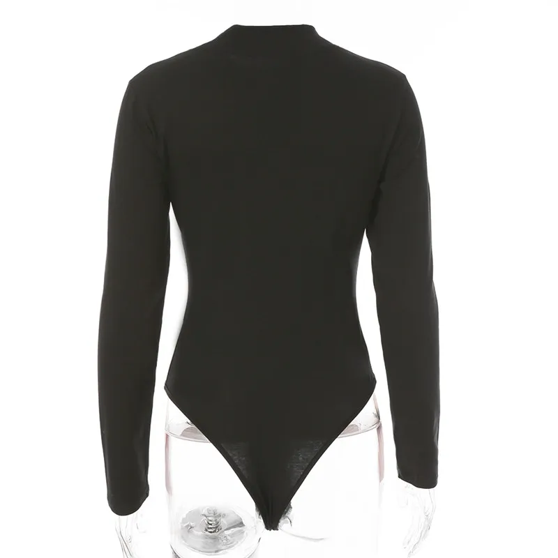 

Женское базовое облегающее боди, модный цельный трико с высоким воротником и длинным рукавом, с Вышивкой Букв ангела, топы