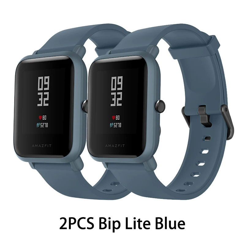 2pcs blue Оригинальные Смарт-часы Amazfit Huami Bip Lite 2, gps, 45 дней, батарея глонесс, пульсометр, умные часы HUAMI, глобальная версия - Цвет: 2pcs blue