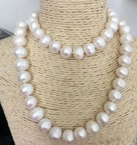

HABITOO Gorgeous 12-13mm Natural White Baroque Thread Shape Freshwater Pearl Necklace Women Fashion Jewelry Party Wedding Gift
