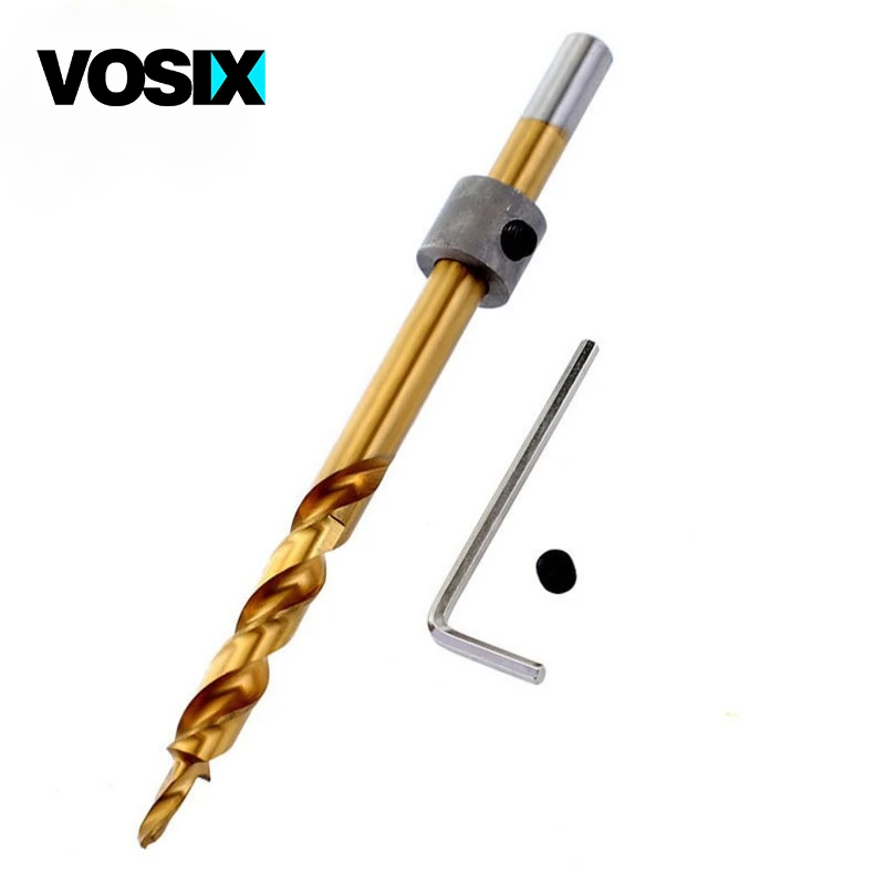 

3/8" 9.5mm Titanium Twist Step Drill Bit + Depth Stop Collar + Hex Wrench Set For Pocket Hole Jig Kit Guide Power Tools