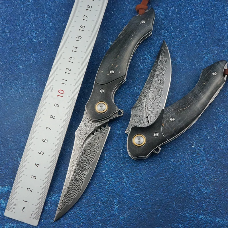 Нож Тактический складной ручной работы из дамасской стали VG10