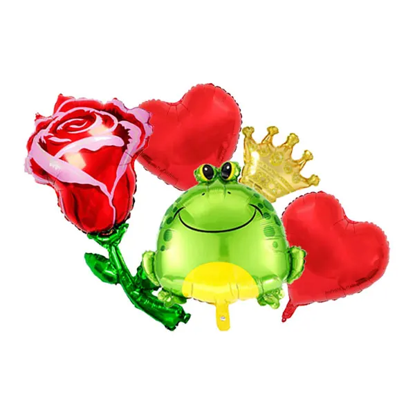 

Frog Prince I Love You Happy Valentines Day Aluminum Foil Balloon Bouquet Mine Hug Kiss Sweetest
