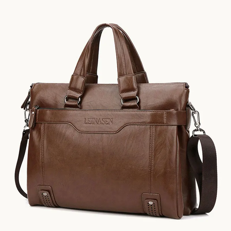 

Men Business Laptop Bag Hand Briefcase Large Capacity Male Shoulder Cross Body Bags Travel Handbag PU Leather Man Tote Packs