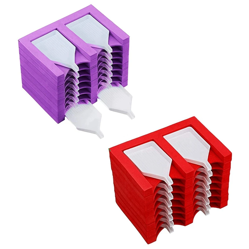 

2 Set 16 Slots Diamond Painting Tray Organizer Diamond Painting Accessories Diamond Painting Tools Kits, Red & Purple