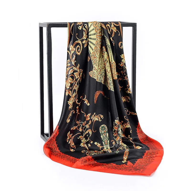 

2021 New Style Printed 90CM Kerchief Sun-resistant Shawl Silk Scarves Manufacturers Wholesale Scarf Women Versatile Headscarf