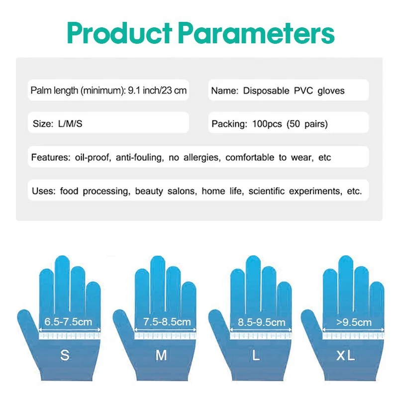 

[100pcs / Box] Pvc Transparent Disposable Non-Sterile Gloves Outdoor Protective Gloves Spot Disposable Pvc Transparent Gloves