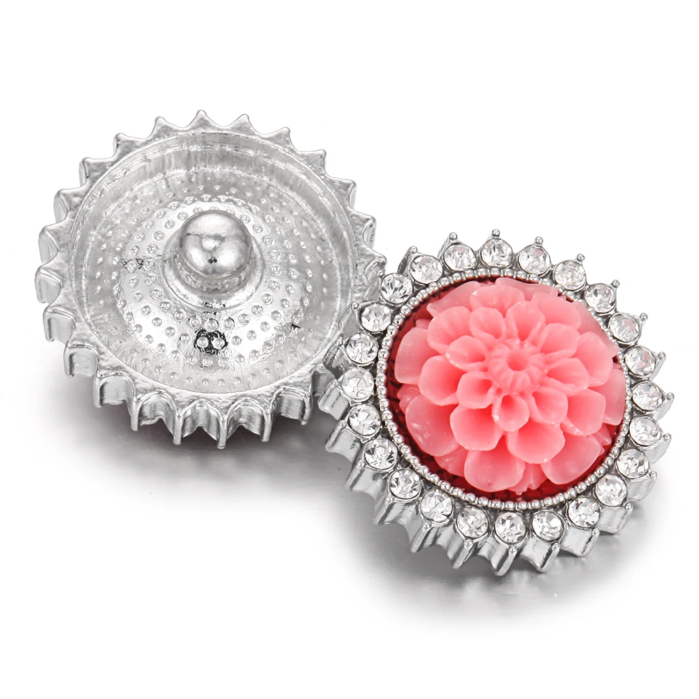 Оснастка украшения со стразами и кристаллами Цветок 18 мм Кнопки Fit Metal Silvercolor