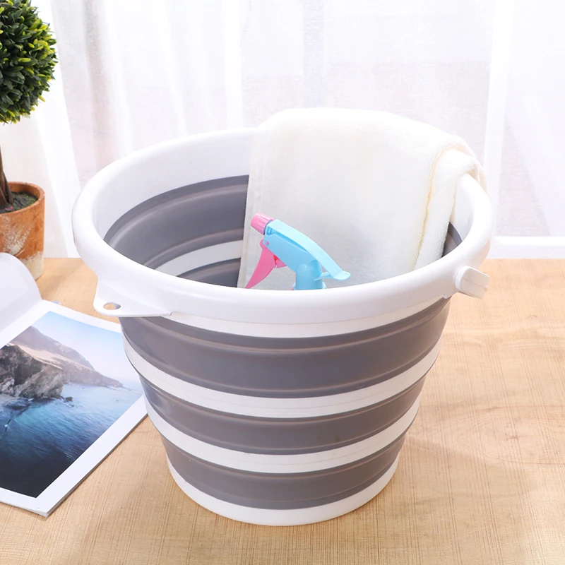 

10L Folding Bucket Bathroom Outdoor Fishing Bait Folding Round Portable Car Wash Bucket Silicone Bucket Kitchen Accessories Gift