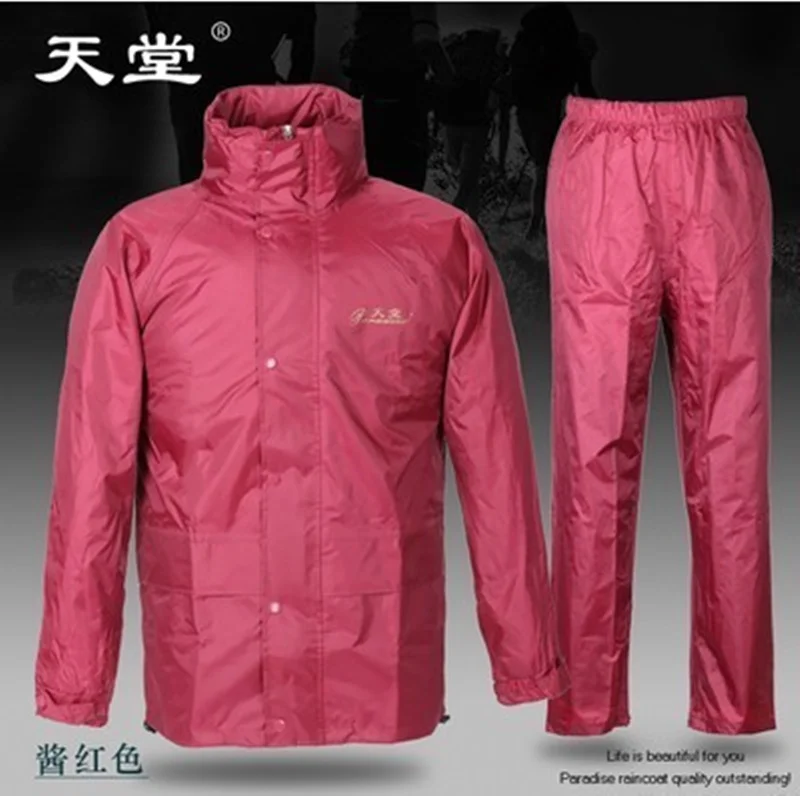Enlarge Waterproof Nylon Jacket Raincoat Women Pants Set Survival Raincoat Women Plastic Pink Chubasquero Mujer Plastic Jacket JJ60YY