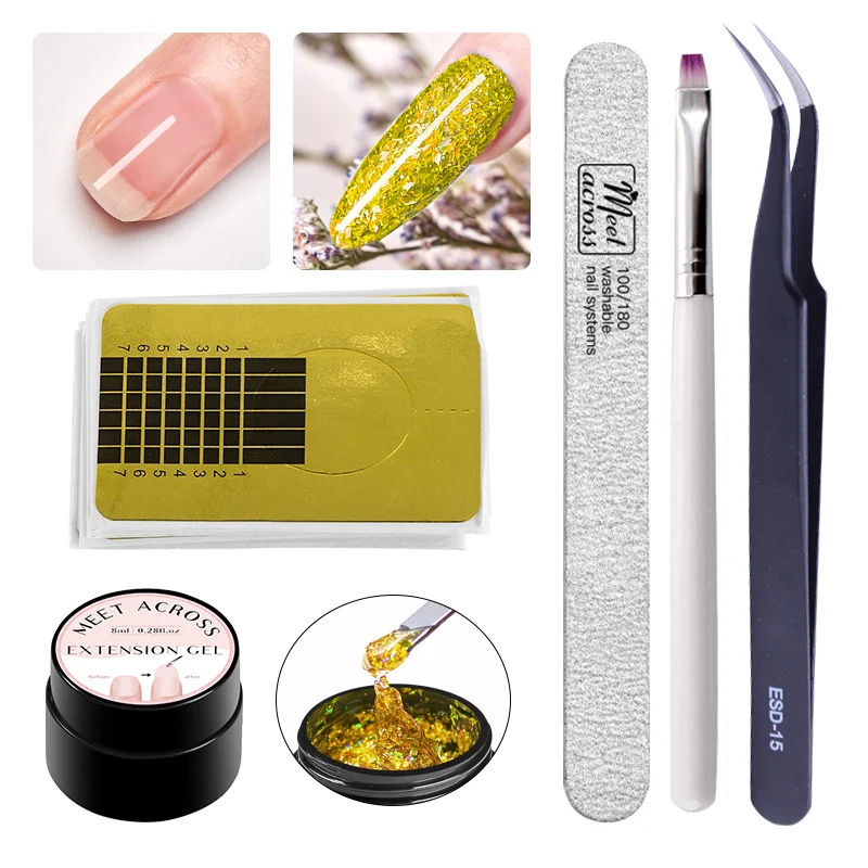 Быстрый гель для наращивания 6 цветов голографический Блестящий акриловый