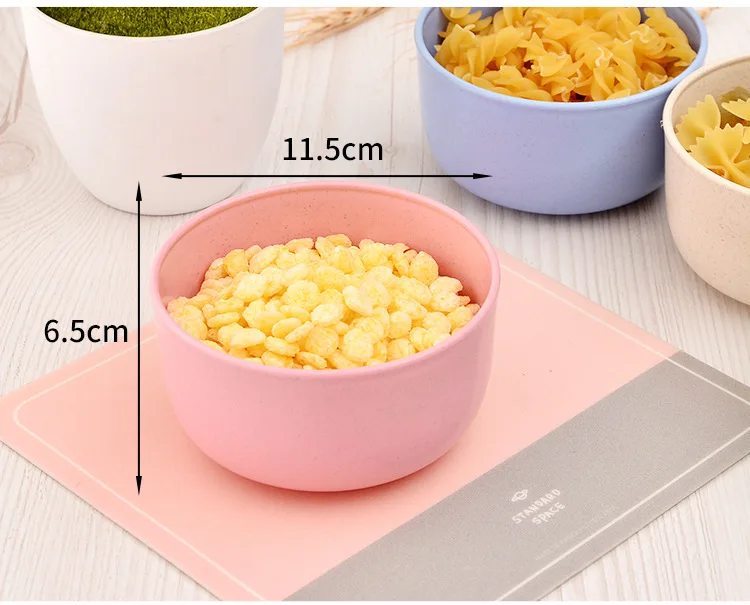 

Children Wheat Straw Bowl Baby Learning Wheat Bowl Set Household Rice Bowl Cute Baby Tableware 4 Color One Set