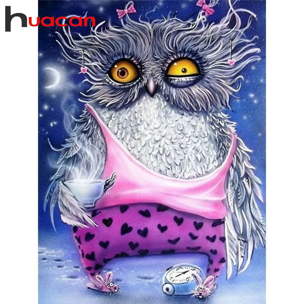 

Huacan 5d Diamond Painting New Arrivals Cartoon Diamond Mosaic Owl Pictures Of Rhinestones Embroidery Decor For Home