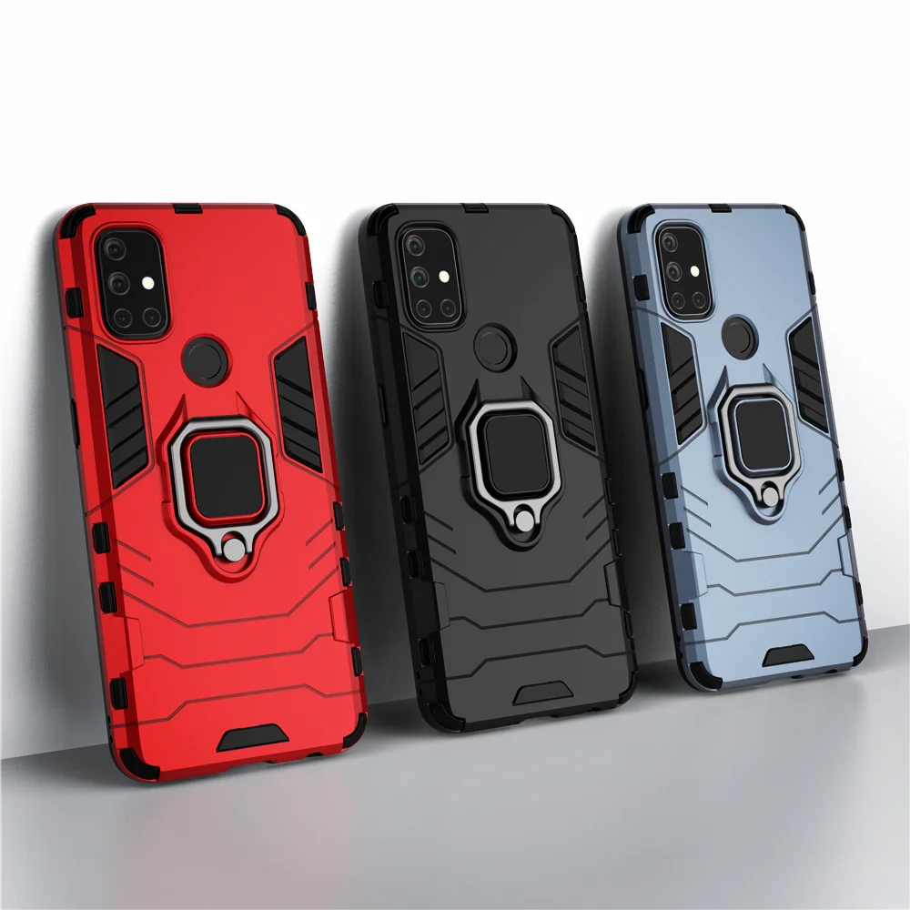

For Oneplus Nord N10 5G Case Shockproof Ring Stand Bumper Silicone + PC Phone Back Cover for One Plus NordN10 1+NordN10 Coque
