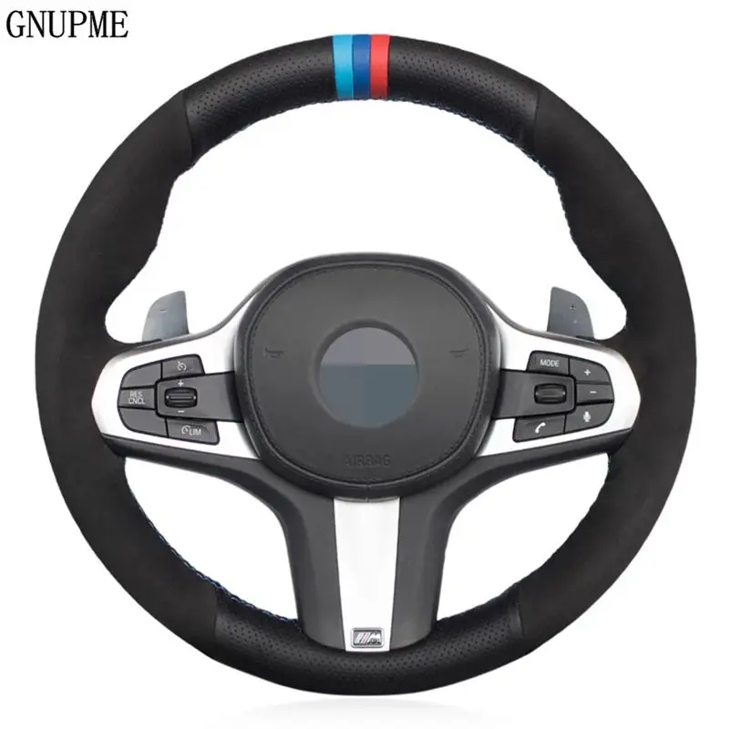 

Чехол рулевого колеса автомобиля DIY черная натуральная кожа замша для BMW M Sport G30 G31 G32 G20 G21 G14 G15 G16 X3 G01 X4 G02 X5 G05