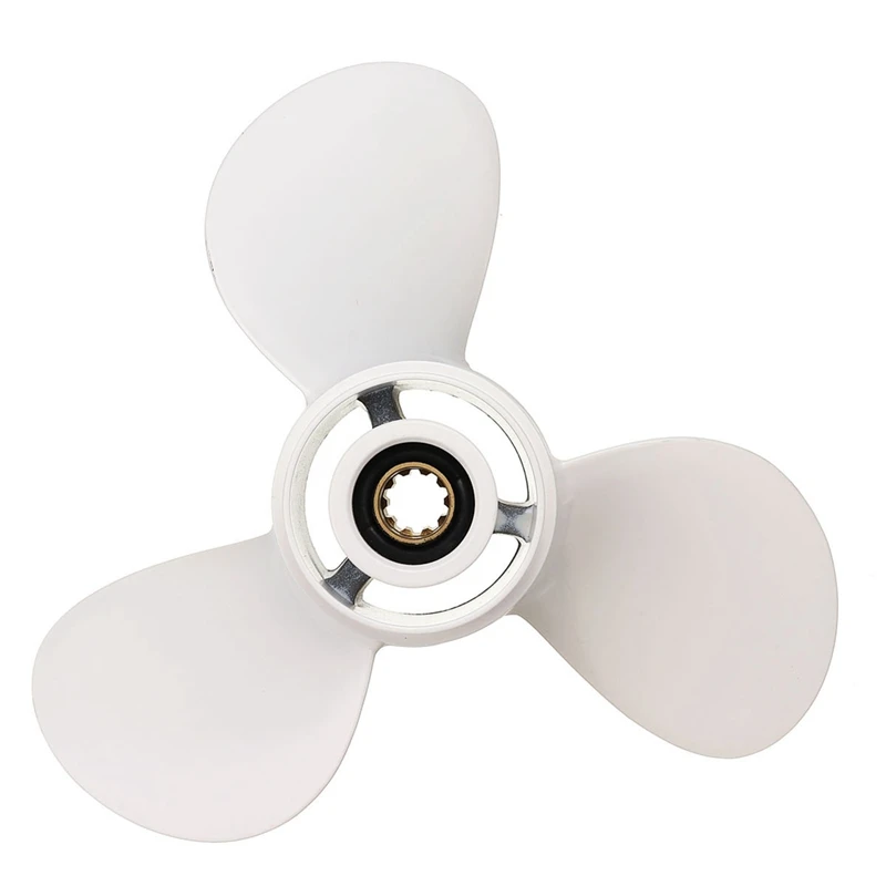 

664-45949-02-El Marine Boat Outboard Propeller 9 7/8 X 13 For Yamaha 20-30Hp Right-Hand Rotation 3 Blades White