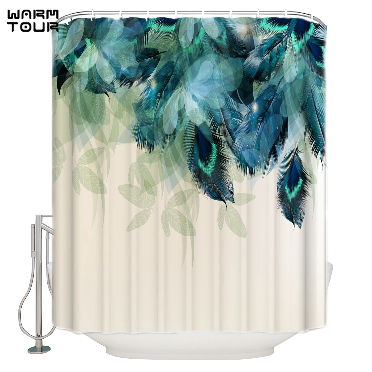 Красивое перо павлина занавеска для душа 3D вид Водонепроницаемая ванной