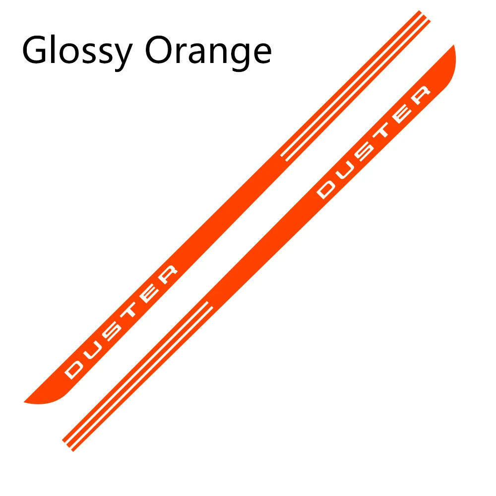 Glossy Orange 2 шт. для Dacia Renault Duster, автомобильная Боковая дверь, наклейка в полоску, авто стиль, наклейка, виниловая пленка, автомобильный тюнинг, аксессуары - Название цвета: Glossy Orange