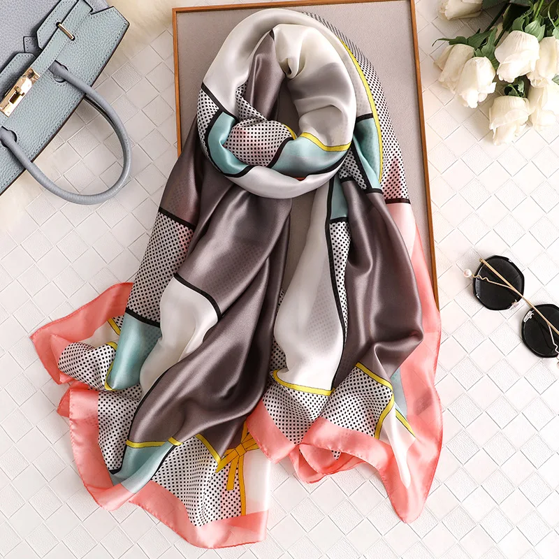 

New Summer Women Silk Scarf 2020 Luxury Brand Beach Hijab Shawls and Wraps Femal Bandanna Sunscreen Foulard Muffler Pareo