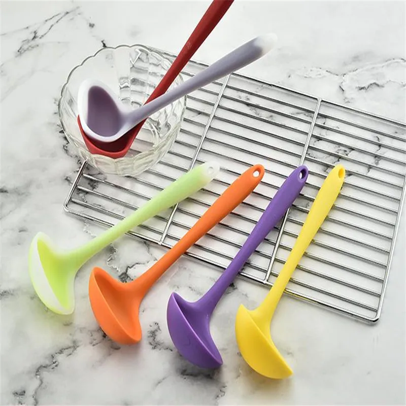 

1Pcs Silicone Wheat Straw Soup Spoon Hosehold Long Handle Porridge Spoon Rice Ladle Tableware Meal Dinner Scoops Spoon Tools